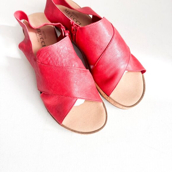 Sesto Meucci Coral Red Leather Comfort Sandals 11.5M - Picture 2 of 6